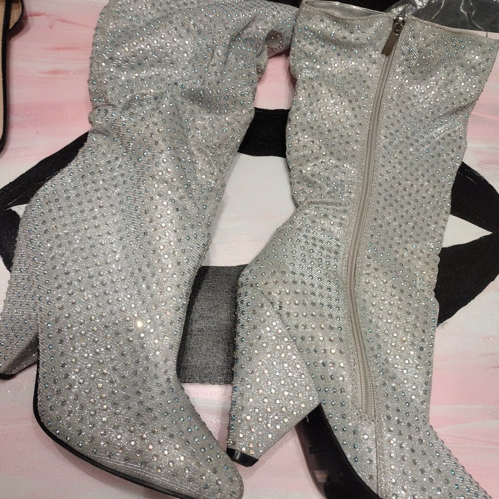Silver AB Crystal Boots